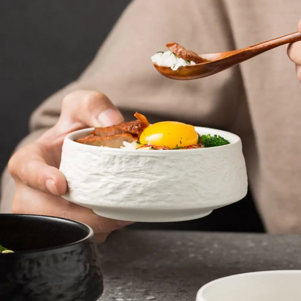 White/Black Ceramic Steak Plate