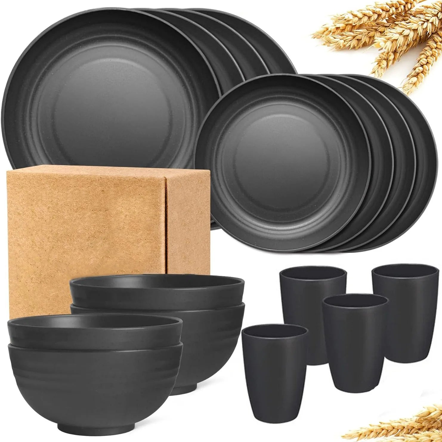 Wheat Straw Dishes 16 Pieces/set