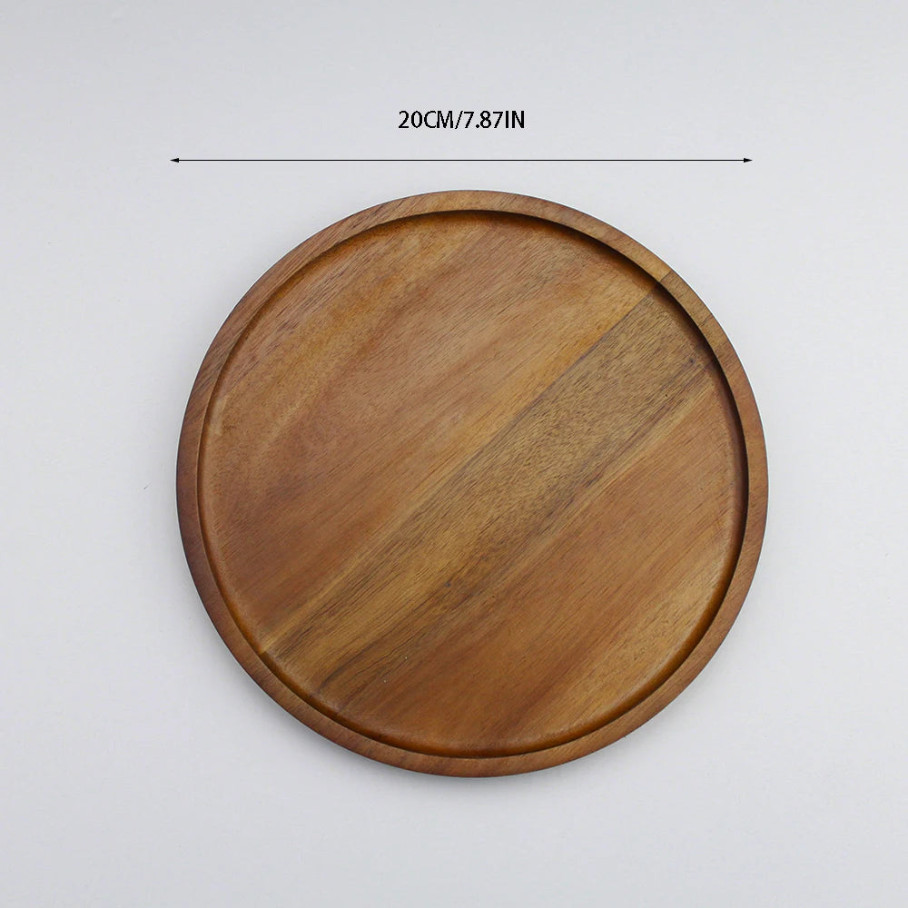 Round elegant wooden tray