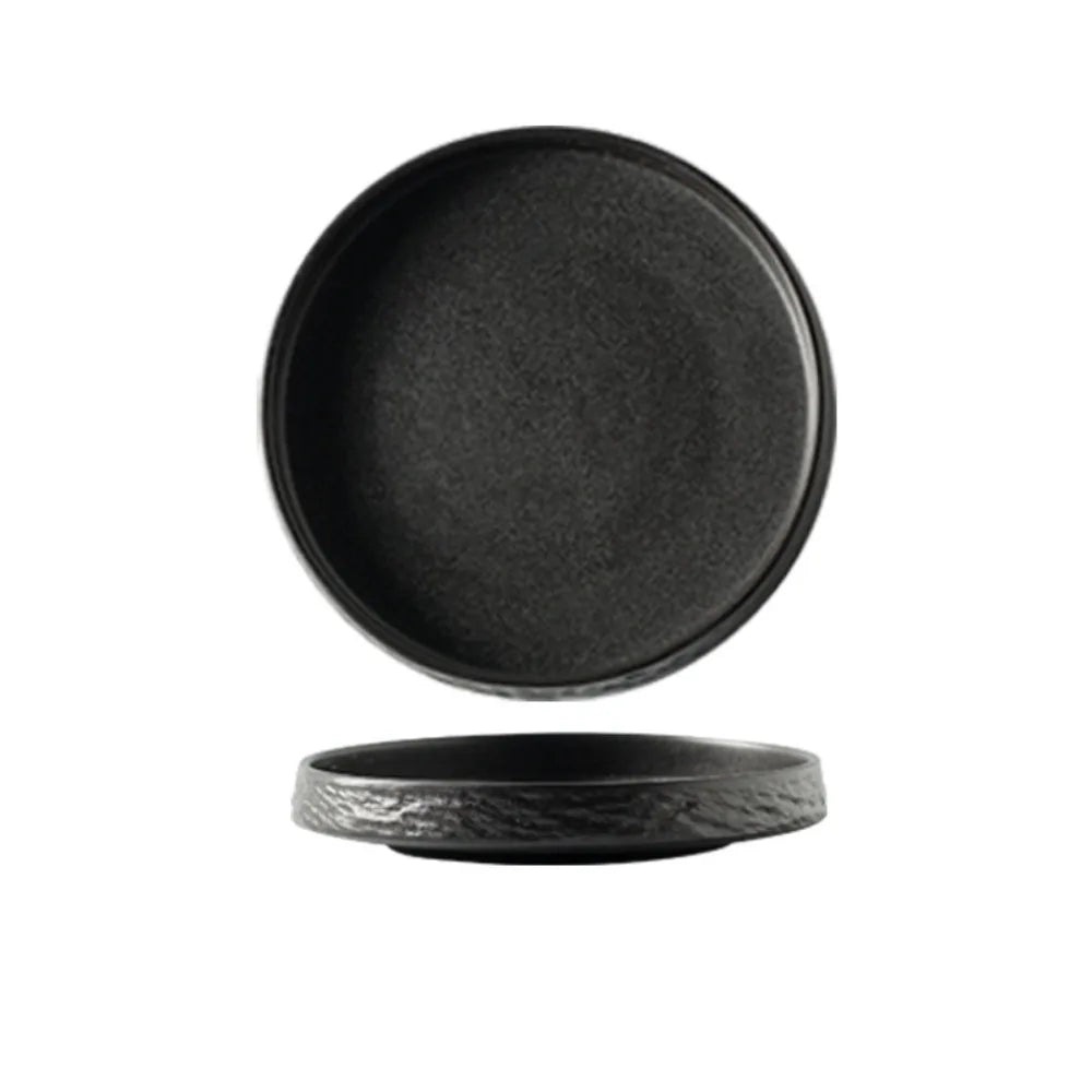 White/Black Ceramic Steak Plate