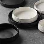 White/Black Ceramic Steak Plate