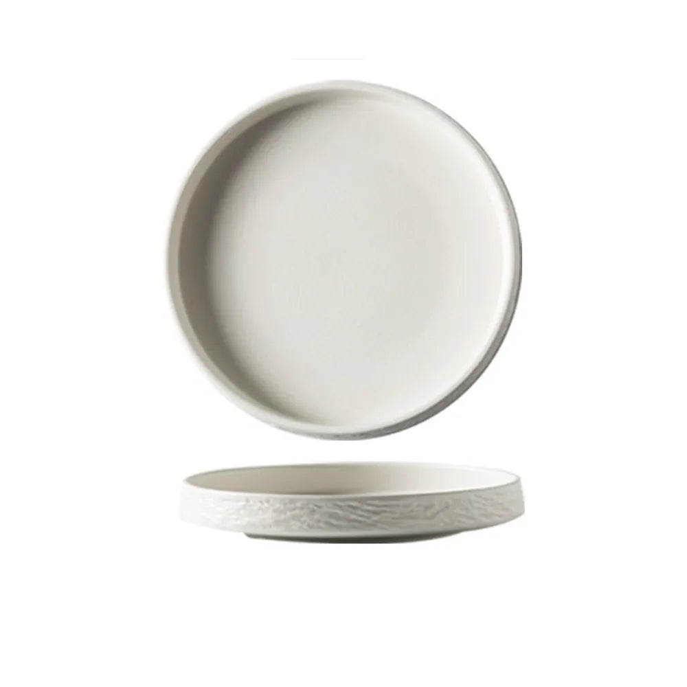 White/Black Ceramic Steak Plate