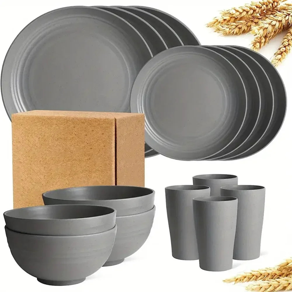 Wheat Straw Dishes 16 Pieces/set