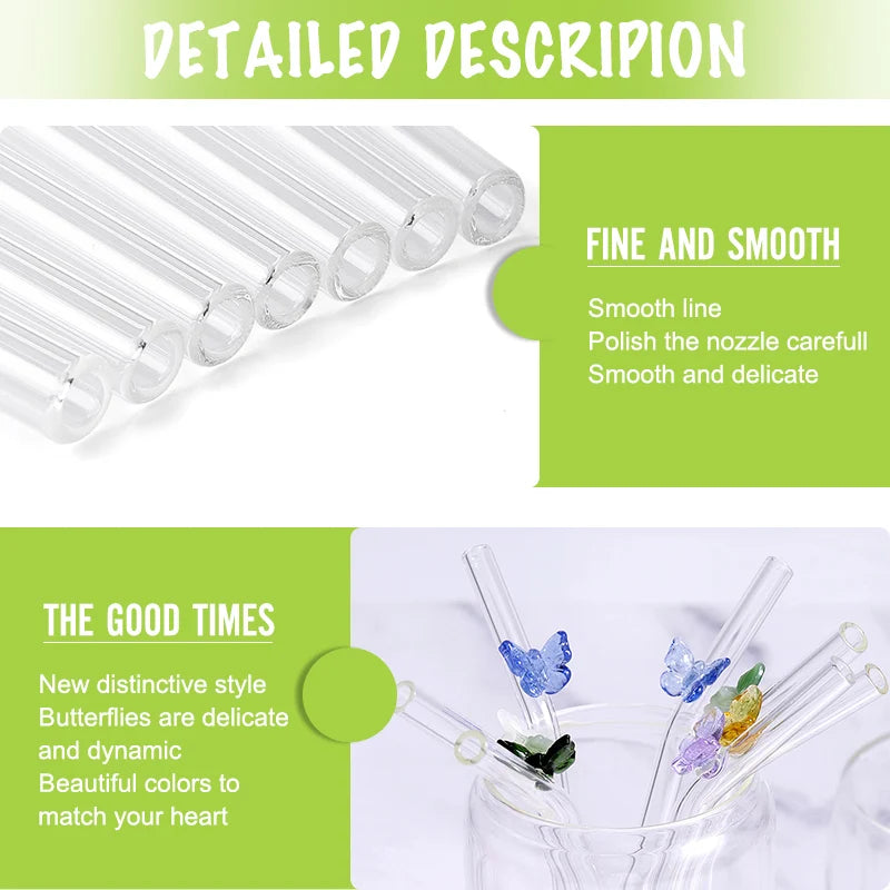 Reusable Butterfly Straws multicolor