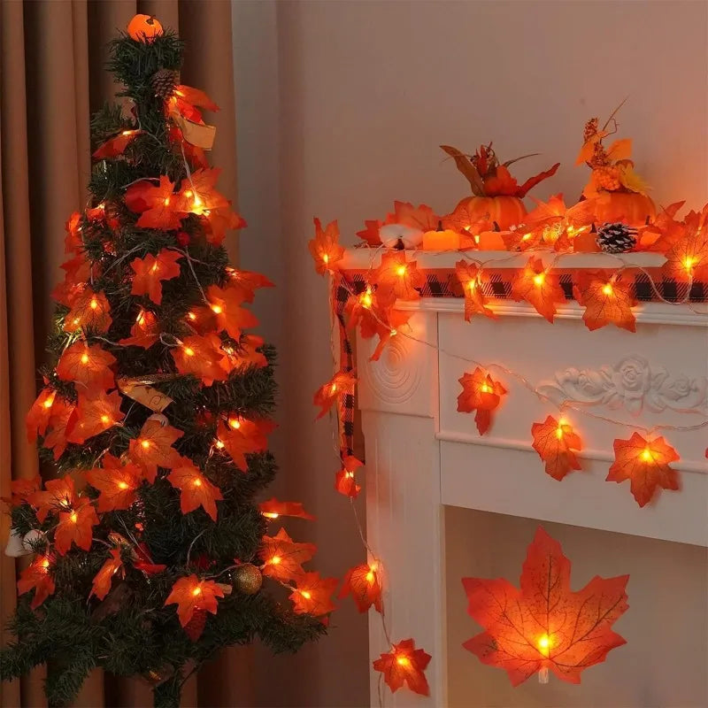 Halloween LED Lights String,Artificial Maple Leaf Lantern 2/3M